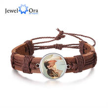 Pulseira de couro de joalheiro, bracelete personalizado de couro trançado com corda marrom, presente ajustável para homens 2024 - compre barato