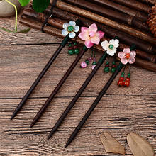 Vintage Wood Chinese Hair Stick Pins Headpiece For Women Flower Hairpins Hair Clip Ornaments Head Jewelry Accessories 2024 - buy cheap