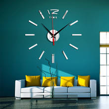Reloj de pared 3D para el hogar, pegatina de espejo acrílico, decoración del hogar, aguja de cuarzo, autoadhesiva, decoración de pared 2024 - compra barato