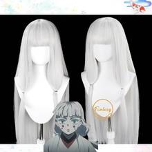 Peruca para cosplay de anime demon slayer, peruca sintética com cabelo branco de aranha para halloween e festas 2024 - compre barato