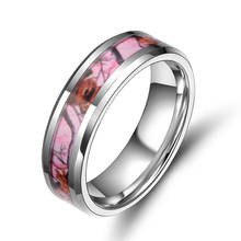 New Fashion Simple 6mm Male Female Couple Ring Camouflage Pink Tungsten Steel Ring Jewelry 2024 - buy cheap