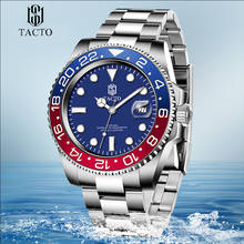 2021 Top Luxury Brand TACTO Watch Men Gmt Wristwatch Blue Rotatable Bezel Stainless Steel Sports Watches For Men 30M Waterproof 2024 - buy cheap