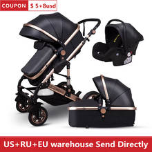 2021 High Landscape Baby Stroller 3 in 1 Stroller Can Sit And Lie Two Way Folding Trolley  Newborn Carriage With Car Seat 2024 - buy cheap