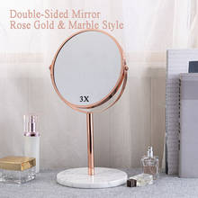 Tabletop Cosmetic Makeup Mirror, 3X Magnifying Vanity Mirror, Rose Gold Marble Design, Multi-color 2-Sided with 360 Rotation 2024 - buy cheap
