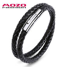 Fashion Men Charm Simple Classic Bracelets Leather Stainless Steel Spring Buckle Women Bangle Jewelry 2024 - buy cheap