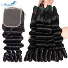 Moxika Malaysian Ocean Deep Wave Bundles With Closure 3 Bundles Funmi Curly Fancy Curl Human Hair Bundles With Closure Remy Hair 2024 - buy cheap