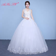 AnXin SH luxury princess flower lace white wedding dress vintage beading crystal sleeveless v neck bride ball gown wedding dress 2024 - buy cheap