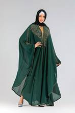 Elegant Muslim Bat Sleeve Abaya Beading Maxi Dress Loose Cardigan Kimono Long Robe Gowns Jubah Niqab Dubai Eid Ramadan Islamic 2024 - buy cheap