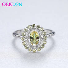OEKDFN Real 925 Sterling Silver Ring Peridot Gemstone Wedding Engagement Diamonds White Gold Women Bands Fine Jewelry Wholesale 2024 - buy cheap
