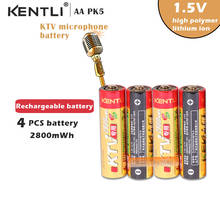 4 pçs/lote 2800mWh recarregável KENTLI KTV especial 1.5V AA baterias de lítio-íon baterias recarregáveis de microfone sem fio 2024 - compre barato