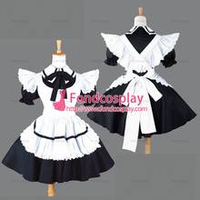 fondcosplay adult sexy cross dressing sissy maid short black Cotton Lockable Dress white apron Uniform Tailor-made[CK432] 2024 - buy cheap