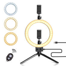 Ring light de luz LED para estúdio de fotografia, de intensidade ajustável, lâmpada com suporte tripé e apoio para celular, luminária ideal para câmeras de vídeo, Youtube, selfies, maquiagem 2024 - compre barato