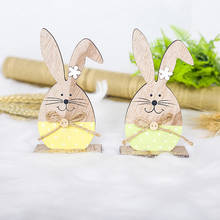 Ornamento de conejo de madera de Pascua de estilo nórdico, decoración de formas de conejo, adornos artesanales, regalos ozdoby do pokoju, decoración del hogar 2021 2024 - compra barato