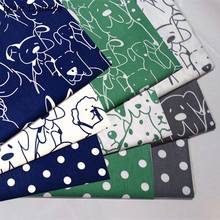 100% algodão desenho azul verde cinza simples cachorro sarja pontos simples tecido de bolinhas crianças lençol vestuário vestido artesanato decoração de casa 2024 - compre barato