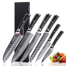 SUNNECKO 1-8pcs/set Damascus Chef Santoku Bread Slicing Utility Paring Kitchen Knives Japanese VG10Steel Blade Cutter G10 Handle 2024 - buy cheap