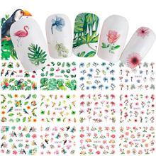 Наклейка для дизайна ногтей, 12 цветов, фламинго, птица 2024 - купить недорого