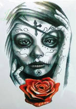 Водостойкая Временная тату-наклейка, большой размер, тату-наклейка Enchantress Witch Women, Мексиканский череп, флэш-тату, искусственная татуировка для девочки 2024 - купить недорого