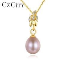 CZCITY Wheat Shape Pearls Pendant Necklaces for Women Wedding 925 Sterling Silver Elegant Fine Jewelry Christmas Gifts FN-0266 2024 - buy cheap