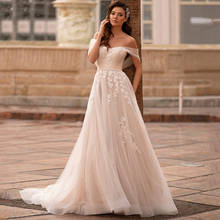 Off Shoulder Sexy Beach Wedding Dresses 2021 Lace Applique Wedding Gowns Beads Belt Vintage Korean Bride Dress Casamento 2024 - buy cheap