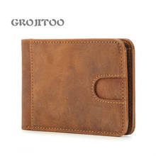 GROJITOO rfid Men's genuine leather wallet gold clip fashion thin cowhide coin purse New 2024 - buy cheap