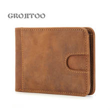 GROJITOO rfid-cartera de piel auténtica para hombre, monedero de piel de vaca fina a la moda, con clip dorado, novedad 2024 - compra barato