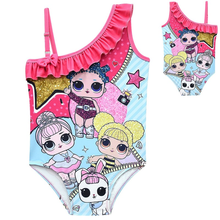 Lol Surprise-traje de baño con estampado de dibujos animados para niñas, traje de baño de una pieza con tirantes, ropa de verano 2024 - compra barato