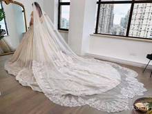 Velo De novia con cuentas De encaje, accesorio De boda, Mantilla, color blanco/Marfil, 3M, MD47, fotos reales, 2018 2024 - compra barato