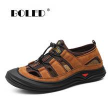 Plus Size Men Sandals Suede Leather Casual Shoes Men Roman Style High Quality Beach Sandals Summer Shoes 2024 - buy cheap