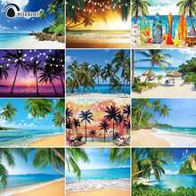 Allenjoy Виниловый фон для фотосъемки с тропическим морем, пляжем, пальмой, небом, Алоха, летний праздник, природа, пейзаж, океан, баннер 2024 - купить недорого