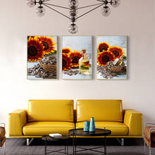 Canvas Painting Sunflower Flower Oil with Seeds on Vintage Wooden Background Modern Wall Art Living Room Picture Home Decoration 2024 - buy cheap