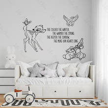 Олененка Бэмби, наклейка на стену с кроликами птицами и олененка Бэмби, Настенный декор для детской комнаты, детский Настенная Наклейка на стену спальня виниловая наклейка на стену 2024 - купить недорого