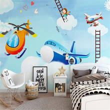 Milofi custom photo wallpaper 3D printing modern minimalist cartoon airplane children room background wall 2024 - buy cheap