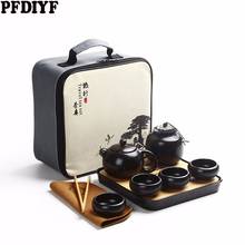 Conjunto de chá kung fu portátil de viagem, bule de cerâmica, porcelana chinesa, bule de chá, xícaras para chá, com saco de viagem, com 10 peças 2024 - compre barato