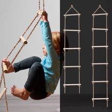 Kids Fitness Toy Wooden Rope Ladder Multi Rungs Climbing Toy Frog Jump Swing Children Rings Safe Sports Rope Swing Swivel Rotary 2024 - buy cheap