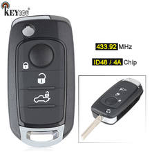 KEYECU-mando a distancia para coche, llave con 3 botones para Fiat 500X, Egea Tipo, 433,92 MHz, Megamos AES / ID48 o Hitag AES / 4A 2024 - compra barato