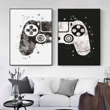Abstracto preto e branco game console joystick posters e quadros em tela quadros da arte parede para sala de estar decoração 2024 - compre barato