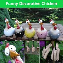 Decoración de arte para patio, adornos divertidos de pollo, jardín, enchufe de césped, gallo, gallinas, estatuas de aves, borde de asiento, decoración de patio trasero interior y exterior 2024 - compra barato