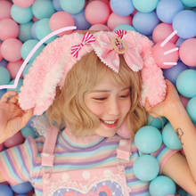 DIY Lolita Strawberry Rabbit Cake Bear KC Headband Soft Girl's Lovely plush Hair Band Cute Rabbit Ear Bear Ear Bow Headdress 2024 - buy cheap