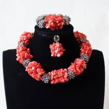 Dudo African Jewelry Set Choker Orange Coral Beaded Balls Crystal Beaded Balls Fine Nigerian Wedding Beads Set 2020 2024 - buy cheap