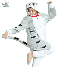 Пижама HKSNG Кигуруми для взрослых, пижама в виде кошки с сыром, мультяшный милый фланелевый комбинезон 2024 - купить недорого