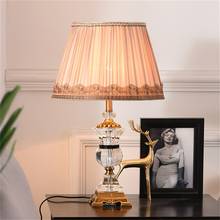 SAROK Modern Table Lamp Crystal LED Desk Light Fabric Beside Home Luxury Decorative for Foyer Bed Room Office Hotel 2024 - buy cheap