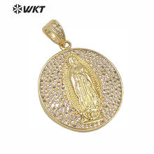 WT-MP106 WKT-Colgante redondo clásico para mujer, con micro incrustaciones de óxido de ytrio cúbico dorado, dos colores, patrón de retrato, joyería 2024 - compra barato