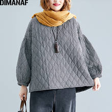 DIMANAF  Women Pullover Tops Autumn Winter Thick Cotton Clothing Loose Oversize Vintage Plaid Black Female Sweatshirts Oversize 2024 - buy cheap