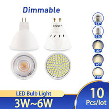Светодиодная лампа направленного света GU10 MR16 E27 E14, 10 шт., светодиодная лампочка 6 Вт, 3 Вт, 8 Вт, 220 В переменного тока, 12 Светодиодный менного тока, приглушаемый прожектор, лампочки, лампочки, холодный и теплый белый свет 2024 - купить недорого