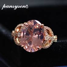 PANSYSEN Romantic 10ct Morganite Diamond Wedding Party Rings for Women Solid 925 Sterling Silver Natural Stone Fine Jewelry Ring 2024 - buy cheap