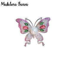 MADALENA SARARA AAA фианит жемчужная брошь бабочка стиль Женская Брошь на булавке ювелирные изделия 2024 - купить недорого