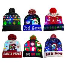 LED Light Up Christmas Beanie Hat Cartoon Santa Reindeer Knitted Warm Skull Cap F3MD 2024 - buy cheap