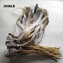 50pcs/lot sliver jute Wedding Ribbon Wands with bell for wedding decoration 2024 - buy cheap