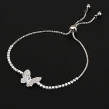 Hermosas Pulseras de mariposa para mujer, cadena de hebilla de tenis de circón brillante, pulsera de Color oro Rosa/plata, joyería 2024 - compra barato