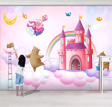 Xuesu Hand painted watercolor castle bear pig bird children's room background wall painting custom wallpaper photo wall 2024 - buy cheap